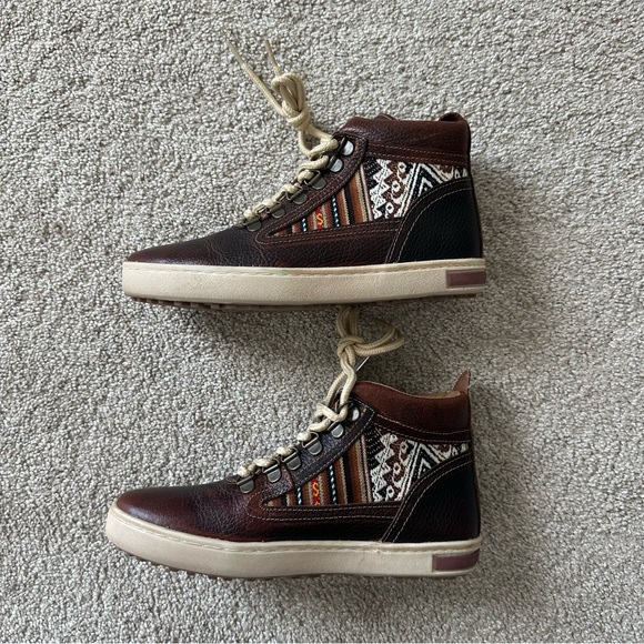 NWT Inkkas Brown Leather Camping Boots Peruvian Inlay Womens 7 Men’s 5 - Picture 5 of 9